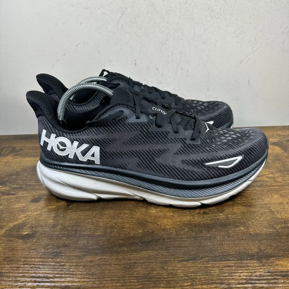 Hoka Clifton 9 Black White Shoes Sneakers Men's Size 11.5 D‎